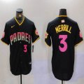 Nike San Diego Padres #3 Jackson Merrill black MLB Baseball jerseys Joint Name 01