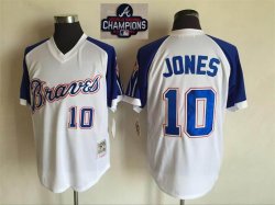 Atlanta Braves #10 Chipper Jones white blue 1974 throwback MLB Jerseys