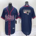 Nike New England Patriots blank blue baseball jerseys Joint name-BD 01