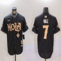 Nike Saints #7 Taysom Hill black baseball jersey Joint Name