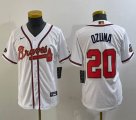 Youth Nike Atlanta Braves #20 Marcell Ozuna white majestic baseball MLB Jerseys -BD