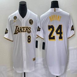 Nike Los Angeles Dodgers #8 and #24 Kobe Bryant white NBA and baseball Jerseys Joint name -BD (7)