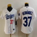 Women Nike Los Angeles Dodgers #37 Enrique Hernandez white majestic baseball jerseys 01