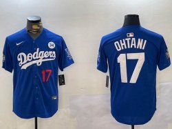 2024 World Series Los Angeles Dodgers #17 Shohei Ohtani blue majestic baseball Jersey