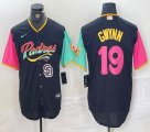 Nike San Diego Padres #19 Tony Gwynn black pink green baseball jerseys-BD 02