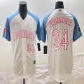 2023 World Cup Mexico #34 Fernando Valenzuela white skyblue majestic baseball jerseys-BD