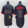 Nike Cincinnati Reds #21 Hunter Greene black majestic baseball jerseys Joint name-BD