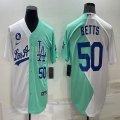 Nike Los Angeles Dodgers #50 Mookie Betts green white splits majestic baseball Jerseys-BD 03