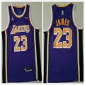 Los Angeles Lakers #23 LeBron James Purple basketball jerseys jordan logo -TY