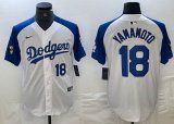 Nike Los Angeles Dodgers #18 Yoshinobu Yamamoto white blue basketball baseball Jerseys 02