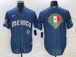 2023 World Cup Mexico blank blue majestic baseball jerseys-BD 14