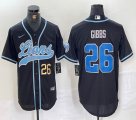 Nike Detroit Lions #26 Jahmyr Gibbs black baseball Joint name -BD 01