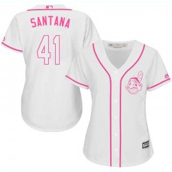 2017 Women Cleveland Indians #41 Santana white majestic mlb jersey