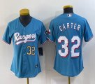 Women Nike Texas Rangers #32 Evan Carter skyblue majestic baseball jerseys-BD 01