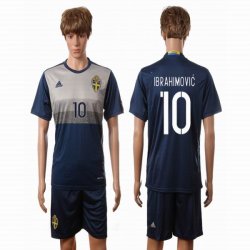 2016 Sweden team IBRAHIMOVIC #10 blue soccer jersey away