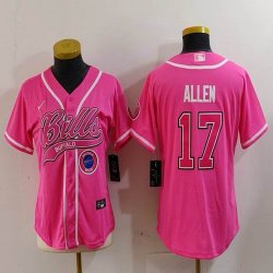 Youth Buffalo Bills 17# Josh Allen pink nike baseball jerseys Joint name-BD 01