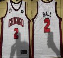 Nike Chicago Bulls #2 Lonzo Ball white red nba basketball jerseys 6 patch-XD