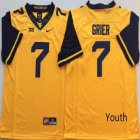 Youth West Virginia Mountaineers #7 Will Grier Yellow College football jersey-PNS