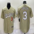 Nike Los Angeles Dodgers #3 Chris Taylor beige throwback majestic baseball Jerseys-BD