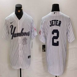 Nike New York Yankees #2 Derek Jeter white majestic MLB baseball Jerseys Joint name 10