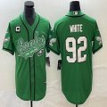 Philadelphia Eagles #92 Reggie White Green baseball jerseys Joint name C patch 01