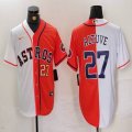 Nike Houston Astros #27 Jose Altuve orange and white splits majestic baseball jerseys 04