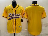 Nike NBA Los Angeles Lakers yellow baseball jerseys Joint name-BD 07