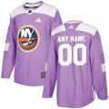 Custom New York Islanders NHL Authentic Purple Fights Cancer Practice jersey