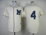 2014 Milwaukee Brewers #4 white blank mlb baseball jersey