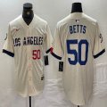 Nike Los Angeles Dodgers #50 Mookie Betts beige fashion majestic baseball Jerseys-BD 03