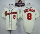 Atlanta Braves #8 Javy Lopez Beige throwback baseball jersey-SG