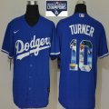 Nike Los Angeles Dodgers #10 Justin Turner Blue Fashion Majestic Baseball Jerseys 2020 Dodger World Series