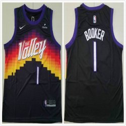 Youth Nike Phoenix Suns #1 Devin Booker black orange NBA basketball Jerseys-CY