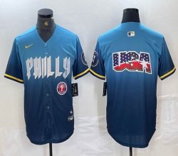 Nike Philadelphia Phillies blank blue majestic baseball jerseys city version 03