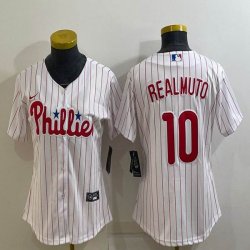 Women Philadelphia Phillies #10 J.T. Realmuto white majestic baseball jersey