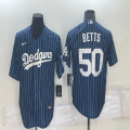 Nike Los Angeles Dodgers #50 Mookie Betts blue throwback majestic baseball Jersey-BD