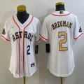 Youth Nike Houston Astros #2 Alex Bregman white gold majestic baseball jerseys 01