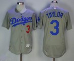 Los Angeles Dodgers #3 Chris Taylor gray Flexbase jersey