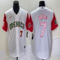 2023 World Cup Mexico #7 Julio Urias white red majestic baseball jerseys 84