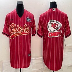 2023 NFL Super Bowl Nike Kansas City Chiefs blank red baseball jerseys Joint name-BD 06