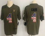 Nike Raiders #4 Derek Carr green USA flag Color Rush Limited Jersey