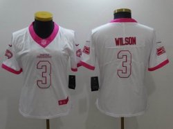 Nike Seattle Seahawks #3 Russell Wilson women white pink Color Rush Limited Jersey