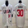 2023 World Cup #30 Kyle Tucker white USA majestic baseball jerseys 08