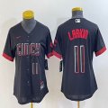 Women Nike Cincinnati Reds #11 Barry Larkin black majestic baseball jerseys 03