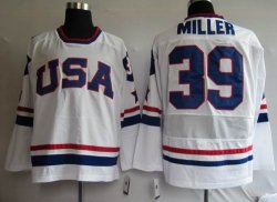 NHL 39# MILLER white usa olympic hockey jerseys