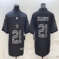 Nike Dallas Cowboys #21 Ezekiel Elliott black Color Rush Limited Jersey Reflective version