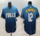 Nike Philadelphia Phillies #12 Schwarber skyblue majestaic baseball jersey city version-BD