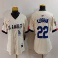 Women Nike Los Angeles Dodgers #22 Clayton Kershaw beige fashion majestic baseball Jerseys-BD 04