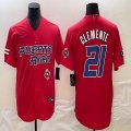 Puerto Rico Baseball #21 Roberto Clemente red 2023 World Baseball Classic Replica Player Jersey 08