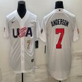 2023 World Cup #7 Tim Anderson white USA majestic baseball jerseys 04